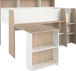 Halbhochbett Duffy 90x200cm mit Schreibtisch - weiß / Eiche Dekor