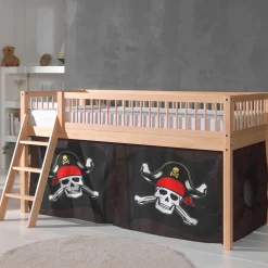 Halbhochbett Forrest mit Bettzelt Caribbean Pirates - Buchenholz