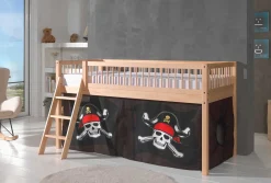 Halbhochbett Forrest mit Bettzelt Caribbean Pirates - Buchenholz