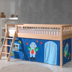 Halbhochbett Forrest mit Schlafzelt Astro - Buchenholz