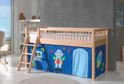 Halbhochbett Forrest mit Schlafzelt Astro - Buchenholz
