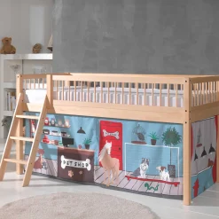 Halbhochbett Forrest mit Schlafzelt Pet Shop - Buchenholz
