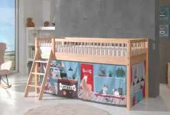 Halbhochbett Forrest mit Schlafzelt Pet Shop - Buchenholz