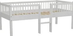 Halbhochbett Forrest - 90 x 200cm - mit Stauraum - Massivholz Buche - weiß