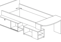 Halbhochbett Gaby mit Schreibtisch - 118x239x96 cm - Weiß/Eiche