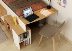 Halbhochbett Gaby mit Schreibtisch - 118x239x96 cm - Weiß/Eiche