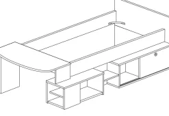 Halbhochbett Gaby mit Schreibtisch - 118x239x96 cm - Weiß/Eiche