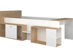 Halbhochbett Gaby mit Schreibtisch - 118x239x96 cm - Weiß/Eiche