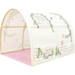 Halbhochbett mit Rutsche Astrid mit Schlafzelt und Betttunnel Birdy - weiß