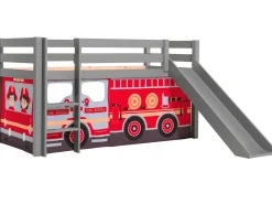 Halbhochbett mit Rutsche Astrid mit Schlafzelt Fire Truck - grau