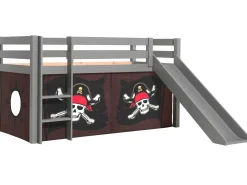 Halbhochbett mit Rutsche Astrid mit Schlafzelt Caribbean Pirates - grau
