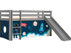 Halbhochbett mit Rutsche Astrid mit Schlafzelt Space Shuttle - grau