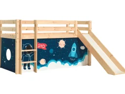 Halbhochbett mit Rutsche Astrid mit Schlafzelt Space Shuttle - Kieferholz