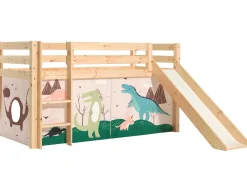 Halbhochbett mit Rutsche Astrid mit Schlafzelt Dino - Kieferholz