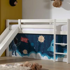 Halbhochbett mit Rutsche Astrid mit Schlafzelt Space Shuttle - weiß