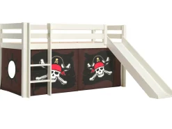 Halbhochbett mit Rutsche Astrid mit Schlafzelt Caribbean Pirates - weiß