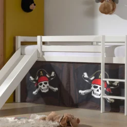Halbhochbett mit Rutsche Astrid mit Schlafzelt Caribbean Pirates - weiß