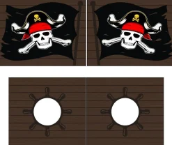 Halbhochbett mit Rutsche Astrid mit Schlafzelt Caribbean Pirates - Kieferholz
