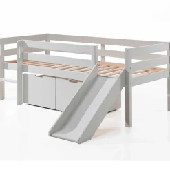 Halbhochbett mit Rutsche Pip mit 2 Schubladen 90 x 200 Kiefer - weiß