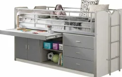 Halbhochbett mit Schreibtisch Bonny 95 - silber