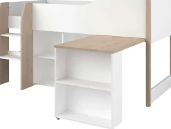 Halbhochbett mit Schreibtisch Moscon 90x200 - weiß/Eiche
