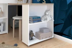 Halbhochbett mit Schreibtisch Moscon 90x200 - weiß/Eiche