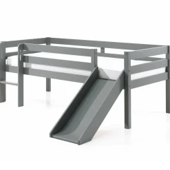 Halbhochbett Pip mit Rutsche 90 x 200 Kiefernholz - grau