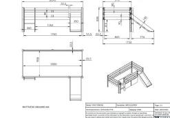 Halbhochbett Pip mit Rutsche 90 x 200 Kiefernholz - grau