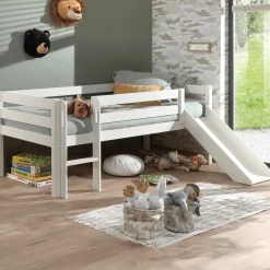 Halbhochbett Pip mit Rutsche 90 x 200 Kiefer - weiß