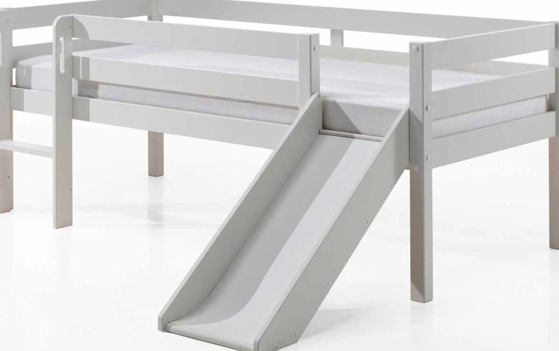 Halbhochbett Pip mit Rutsche 90 x 200 Kiefer - weiß