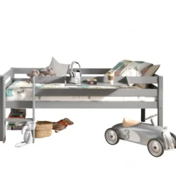 Halbhochbett Pip 90x200 cm mit 1 Wandregal-grau