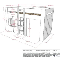 Halbhochbett Reno mit Spielhaus - 206x104x120 cm - Weiß