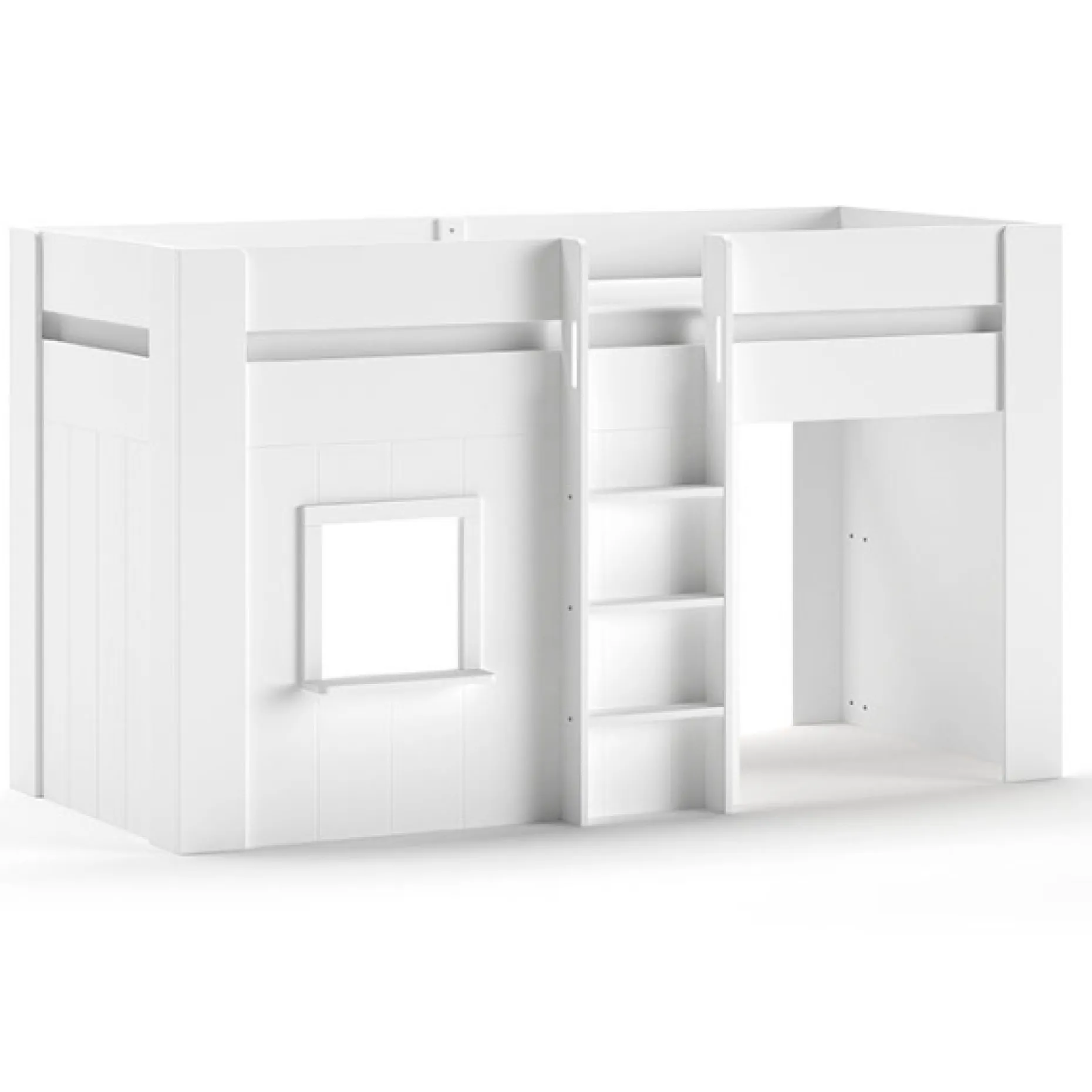 Halbhochbett Reno mit Spielhaus - 206x104x120 cm - Weiß