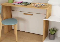 Halbhochbett Sacha mit Schreibtisch - 206x135x90 cm - Weiß/Eiche