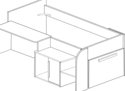 Halbhochbett Sacha mit Schreibtisch - 206x135x90 cm - Weiß/Eiche