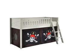 Halbhochbett Scottie 90x200 cm mit Piratenspielvorhang-weiß