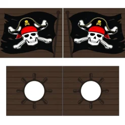 Halbhochbett Scottie 90x200 cm mit Rutsche und Piratenspielvorhang-weiß