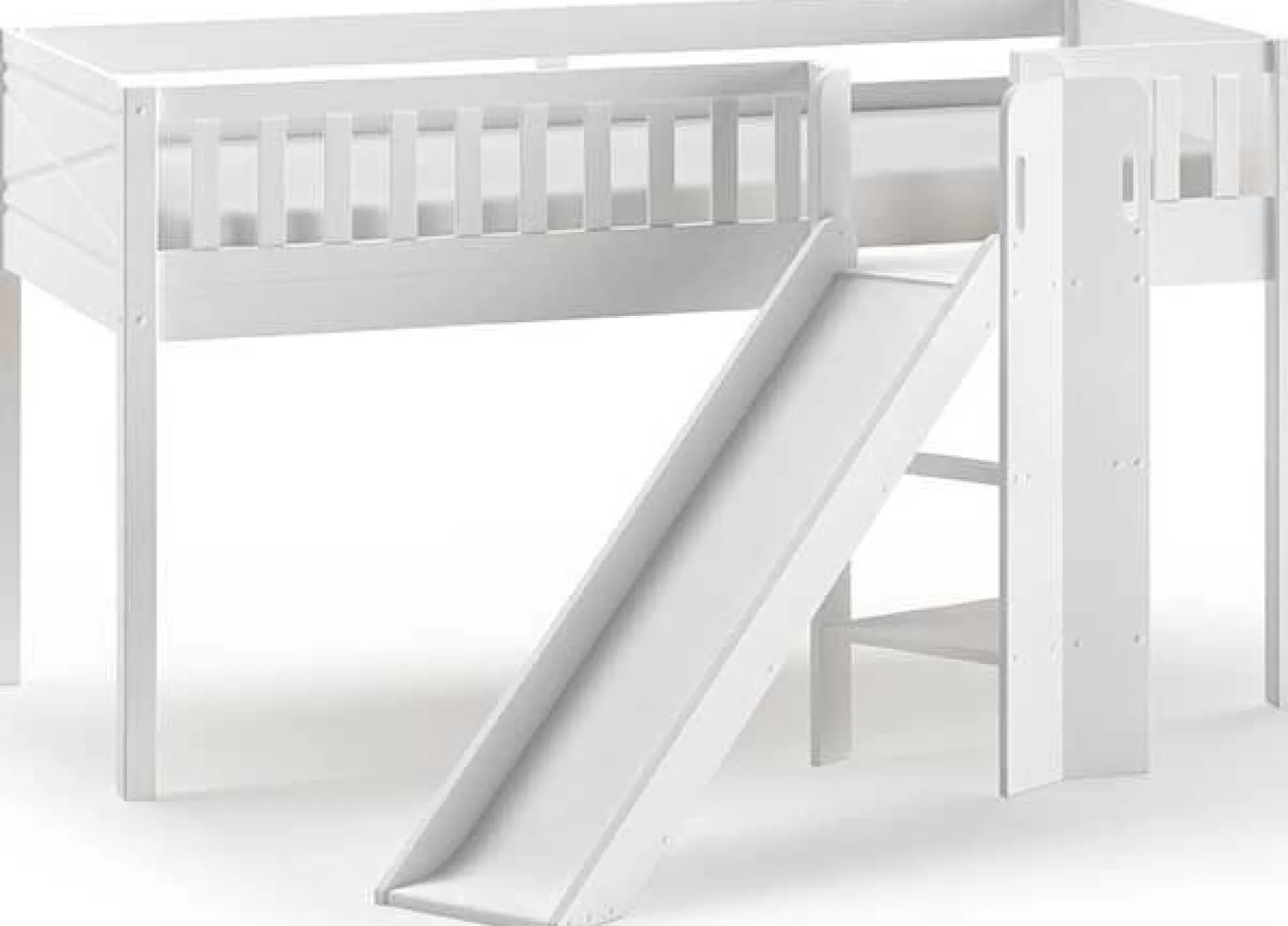 Halbhochbett Scott mit Rutsche - 208x204x114 cm - Weiß