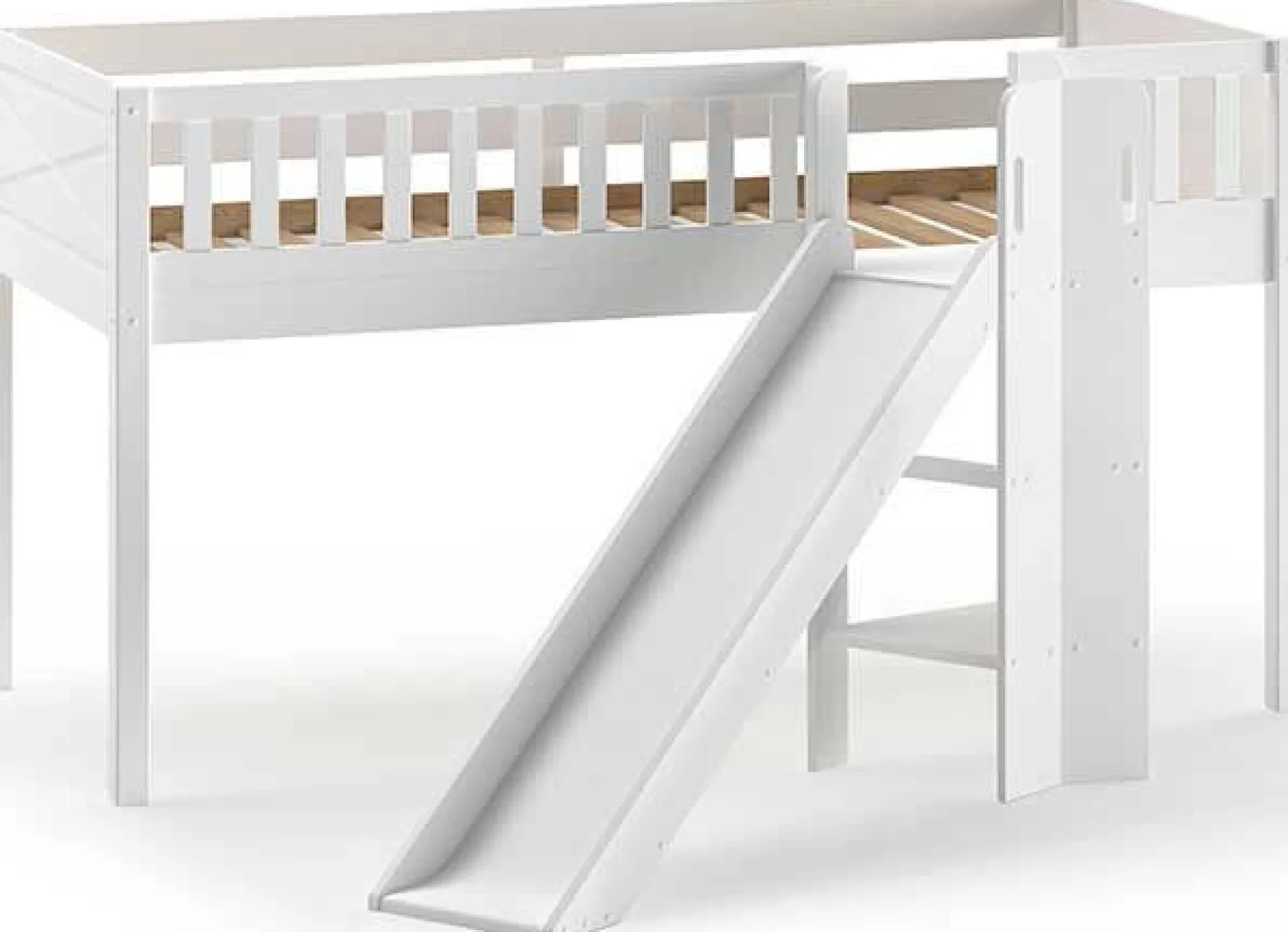 Halbhochbett Scott mit Rutsche - 208x204x114 cm - Weiß