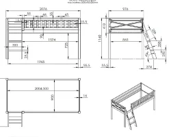 Halbhohes Bett Scottie 90x200 cm-weiß