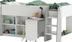 Halbhohes Bett Thierry matt weiß/dunkelgrau