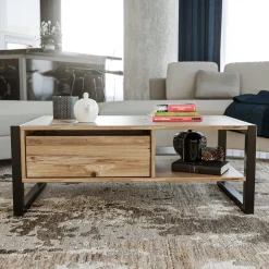 Emob Haldizen Couchtisch | 100 % MELAMIN | Atlantische Kiefer, Schwarz