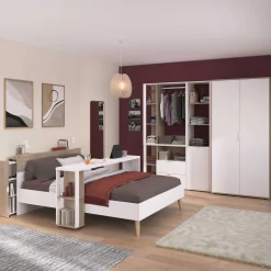 Hardy Konsolentisch für Bett - 167x31x75cm - weiß/Eiche Dekor