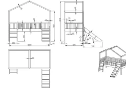 Hausbett Dallas mit Leiter und Rutsche 90x200 cm - weiß