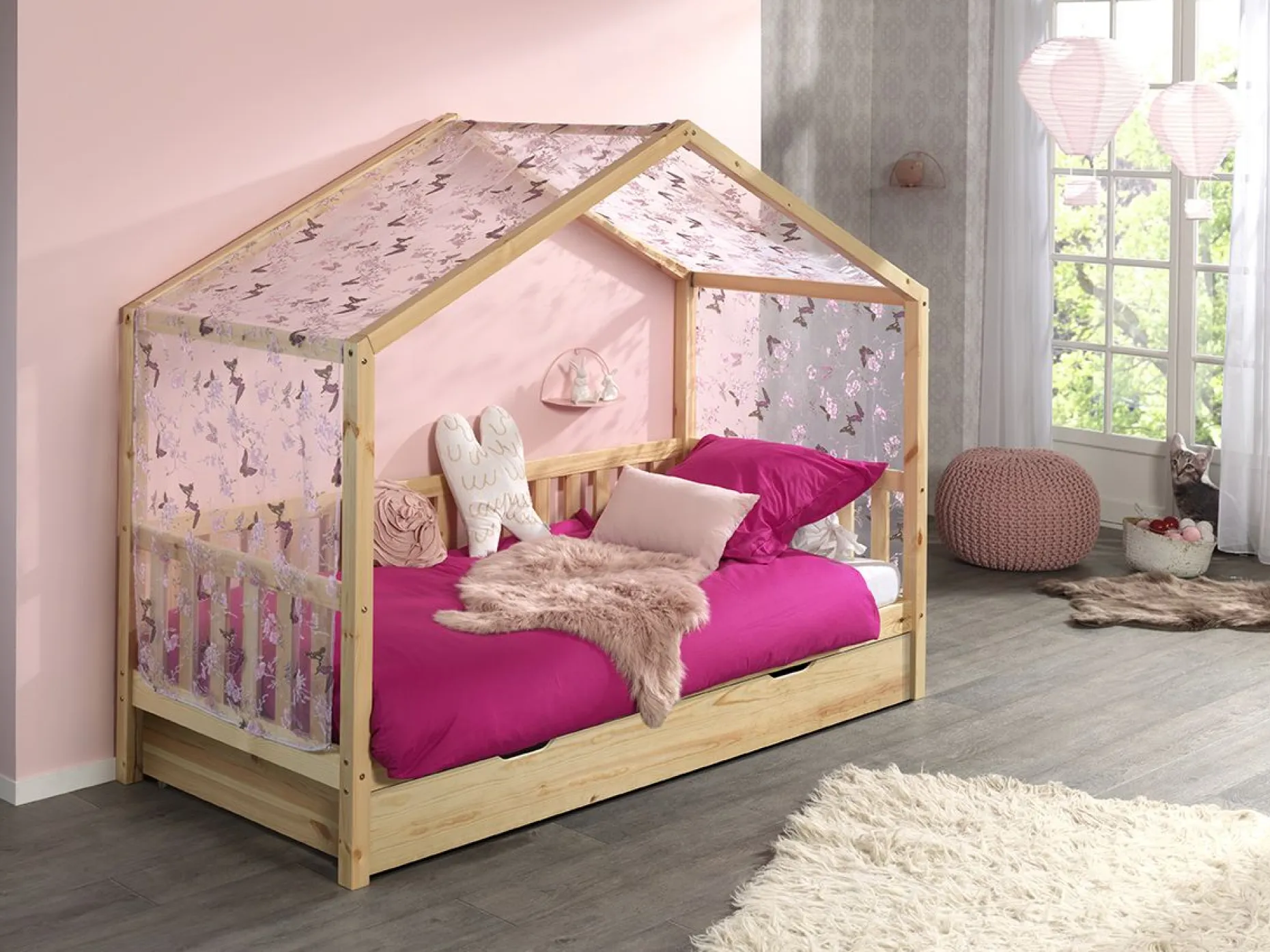 Haus Bett Dallas 2 90x200 - Kieferholz