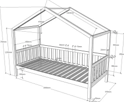 Haus Bett Dallas 2 90x200 - Kieferholz