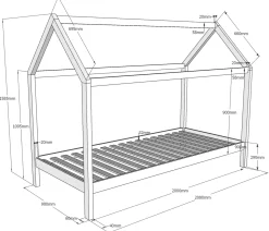 Hausbett Dallas 1 90x200 - Kieferholz