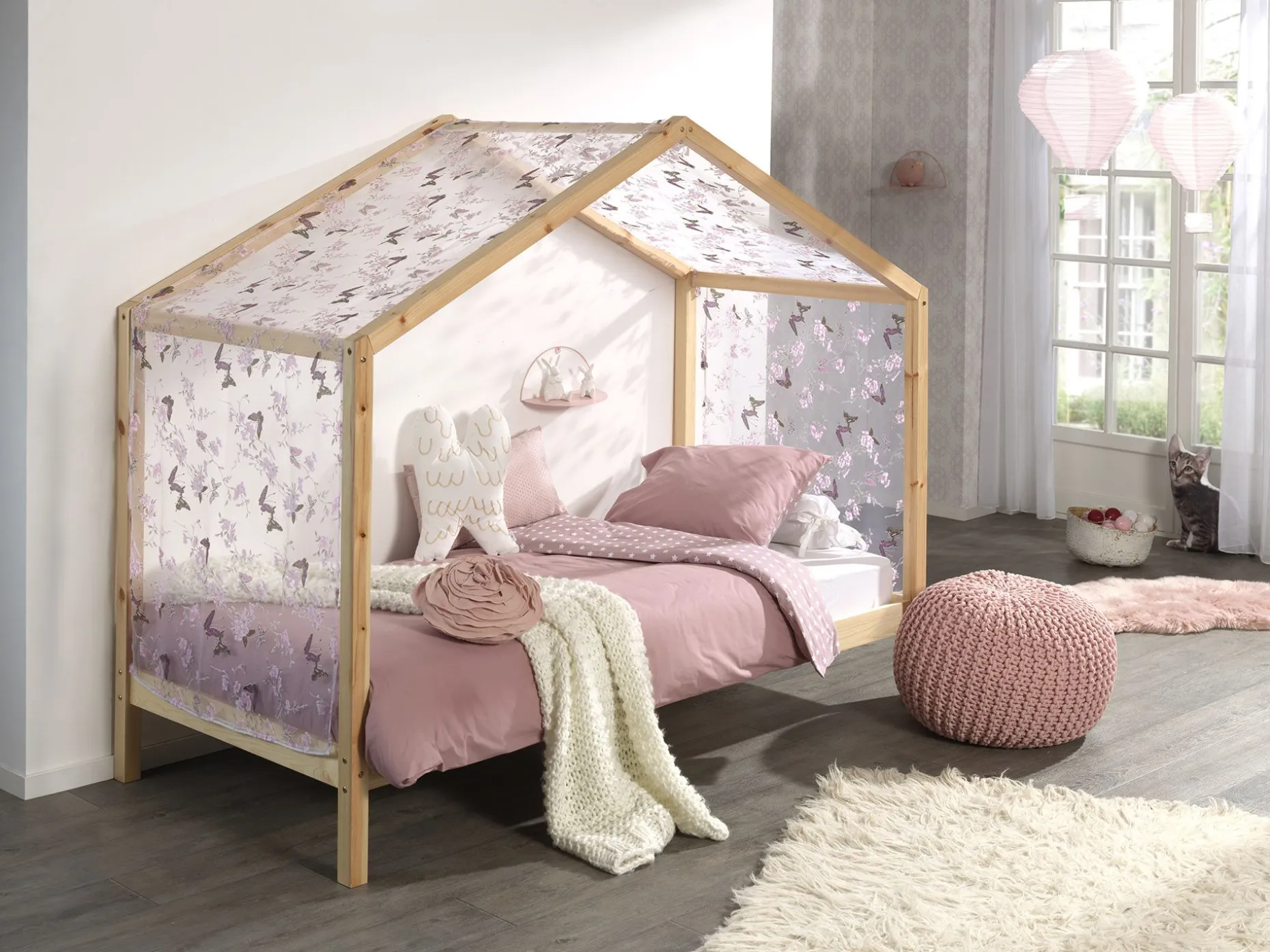 Haus Bett Dallas 3 90x200 - Kieferholz