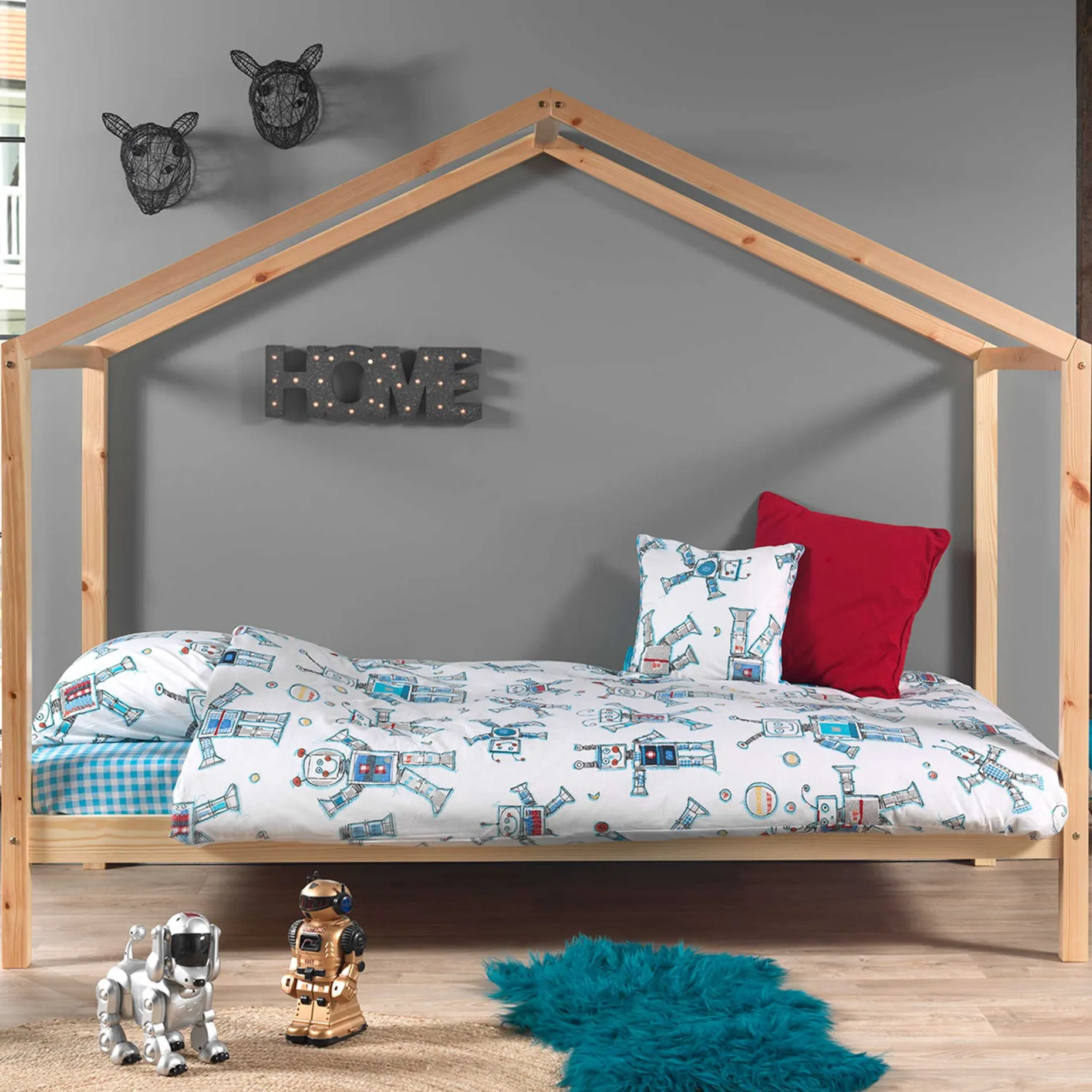 Haus Bett Dallas 3 90x200 - Kieferholz