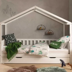 Hausbett Dallas 2 90x200 mit Bettkasten - weiß